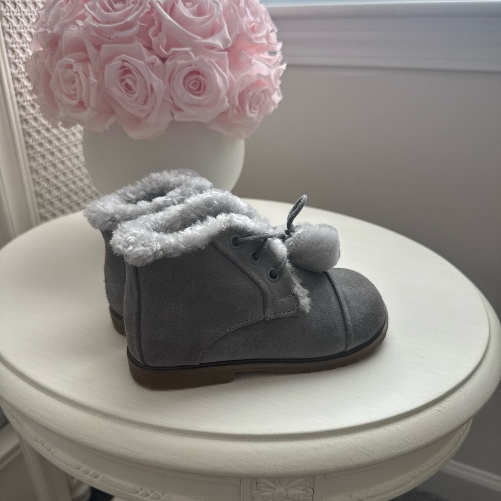 Age of Innocence Gray Suede and Fur boots